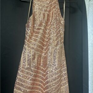 Elegant Sequin Halter Dress